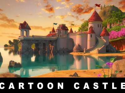 Cartoon Castle Scene 3D model