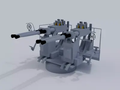 40mm Quad Anti-Aircraft Gun 3D model