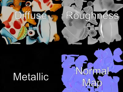 Cartoon Fish Model Pack for Animation and Games Low-poly 3D model