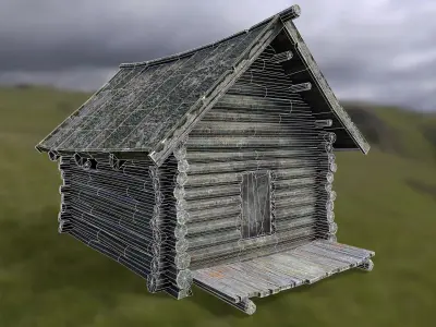 Ancient slavic house Low-poly 3D model