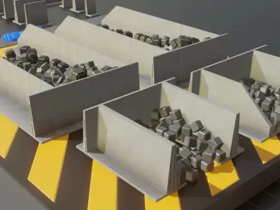 Concrete Storage Box Wall Components Construction Kit Low-poly 3D model