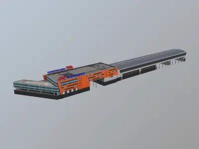 Airport Railroad Station UUEE Aeroexpress Low-poly 3D model