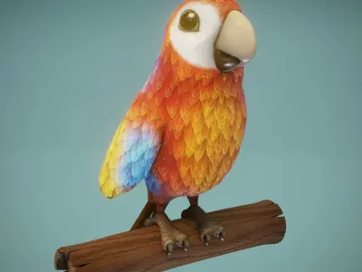 Cartoon Animated Owl and Ara Parrot 3D Model Collection Low-poly 3D model