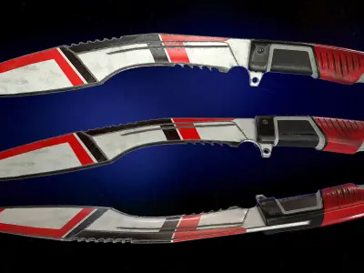 Sci-Fi Knife Kukri Low-poly 3D model