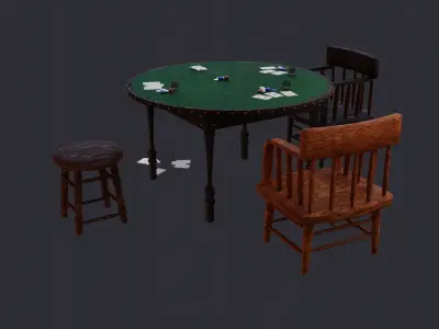 Poker table 3D Model  Low-poly 3D model