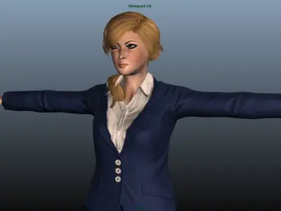 Female Airhostess Low-poly 3D model