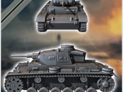 Panzer III Ausf G - miniatures tabletop scenery 3D print model