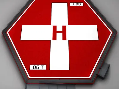 Helipad hexagon low poly 3D model