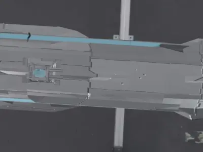 Low poly Starship spaceship with two engines Low-poly 3D model