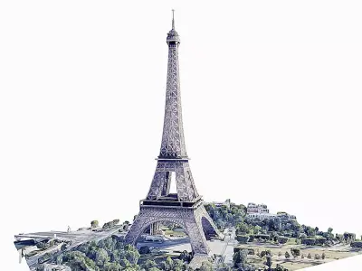 Eiffel Tower Low-poly 3D model