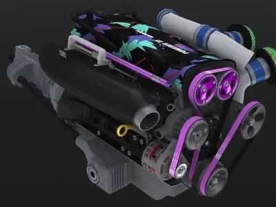 Nissan RB26 DETT by HKS engine Low-poly 3D model