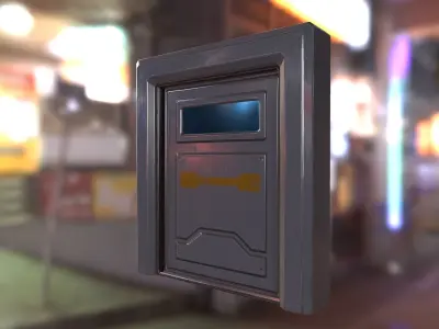 Sci Fi Door Low-poly 3D model 5