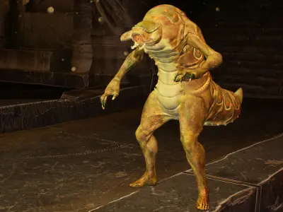 Larva Mutant Low-Poly game-ready animated 3D model Low-poly 3D model