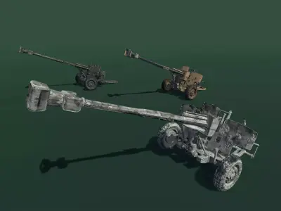 Howitzer machine gun Low-poly 3D model