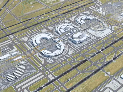 Dallas - Fort Worth Airport 15km Low-poly 3D model