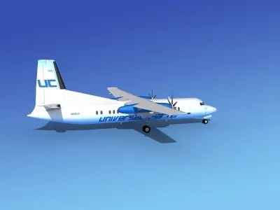 Fokker 50 Universal Charter 3D model