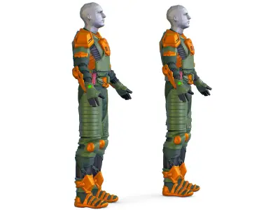 Subdivision 3D Men Military Costume Armor Future 3D Model Low-poly 3D model