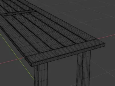 Solid wood dining table 3D model