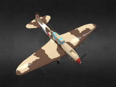 IL-2 S fighter plane with camouflage Low-poly 3D model