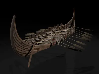 The Kvalsund vikings Ship Low-poly 3D model