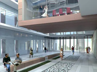 Public Hall Interior 02 Low-poly 3D model