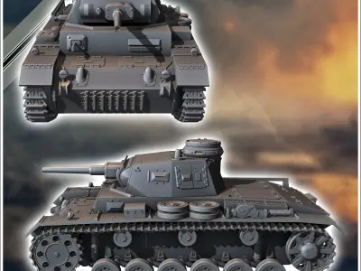Panzer III Ausf F - miniatures tabletop scenery 3D print model