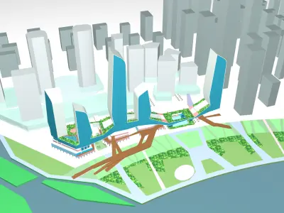 Urban highrise building building ancillary building commercial 3D model