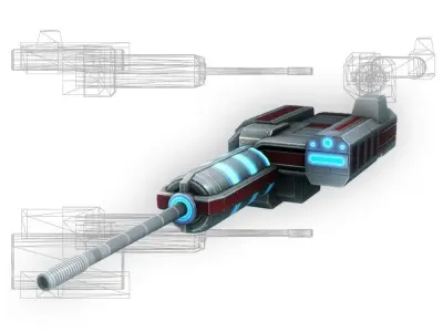 Blaster cannon 02 sci-fi low poly Low-poly 3D model