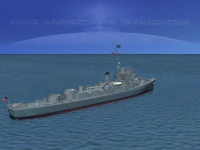 Destroyer Escort DE-161 USS Barber 3D model