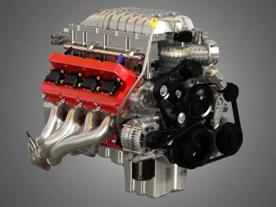 Demon HEMI Engine - V8 Supercharger Engine 3D model
