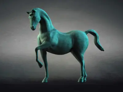 Carving Horse And Marble Stone Horse 3D model