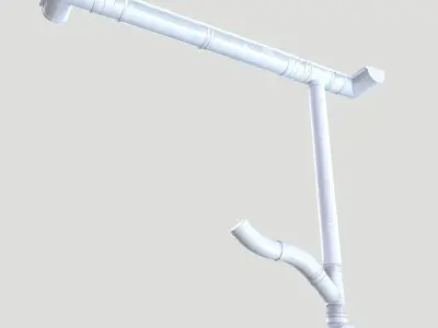 White Plastic Gutter System PBR Low-poly 3D model