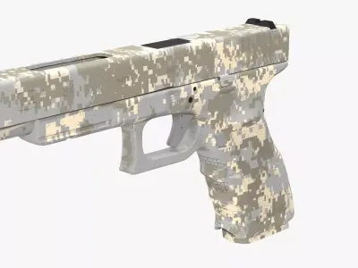 Glock 34 Camouflage Grey Low-poly 3D model