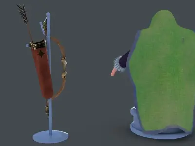 Dwarf with bow and arrows Low-poly 3D model