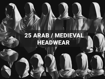 Basemesh Arab Medieval Headwear Collection 3D model