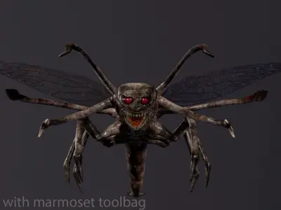 Bug 3 mosquito with eyes Low-poly 3D model