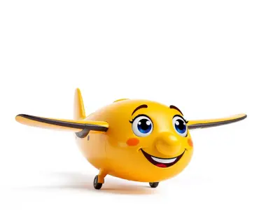 Smiling Yellow Airplane model pack Low-poly 3D model