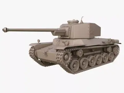 Tank Type 3 Chi-Nu Japan Clay Mental Ray 3D model