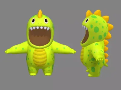 Cartoon dinosaur costume Low-poly 3D model