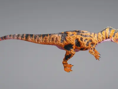 Allosaurus orange and tyrannosaurus dinosaur 3D model