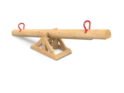 Teeterboard wooden cannon 3D model