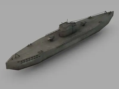 U-boat submarine Low-poly 3D model