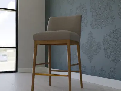 Stylish Upholstered Bar Stool Blender Photoshoot Scene 3D Model 3D model