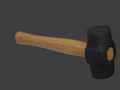 Sledge Hammer Lowpoly 3D model with PBR Low-poly 3D model Free low-poly 3D model
