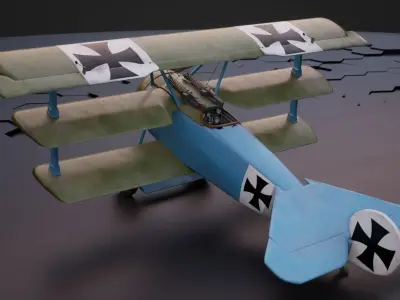 Fokker Dr1 - ww1 Red baron 3D model