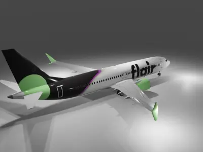 Flair airlines Boeing 737 max 8 3d model with cockpit Low-poly 3D model