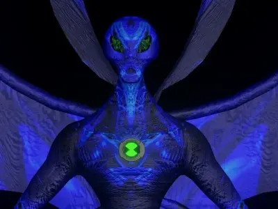 BigChill Ben10 3D Model Detailed Download Baked Textures Free 3D model