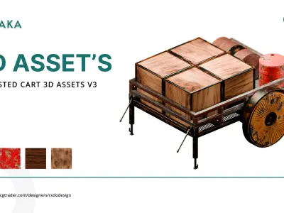 Rusted Cart Wagon 3D Assets Low-poly 3D model