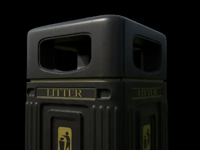 British litter bin 3d model Free low-poly 3D model