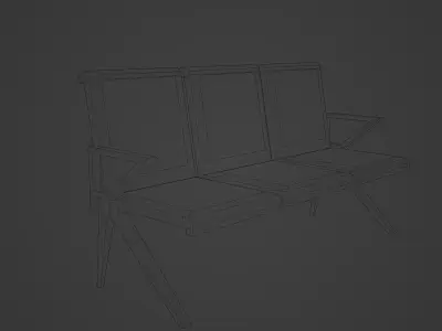 3 Seat Hospital Waiting Chair Free low-poly 3D model